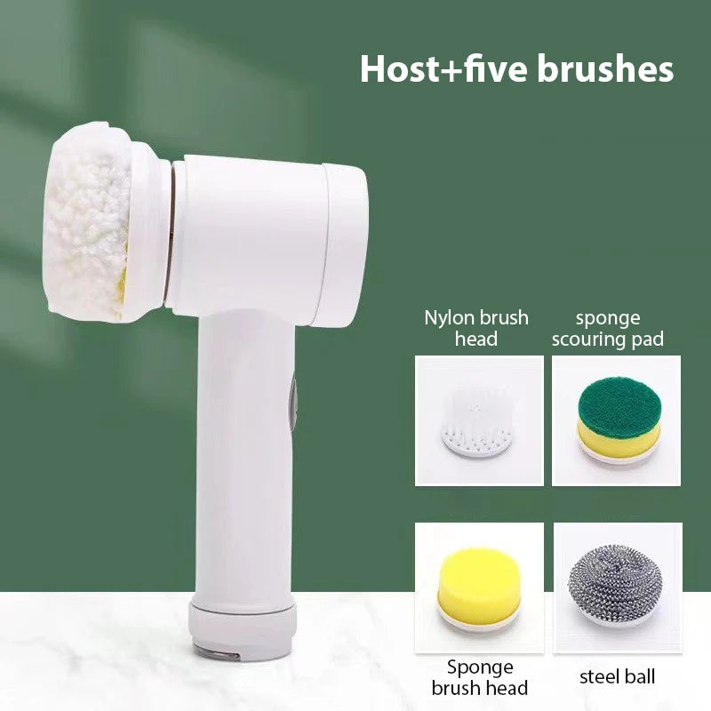 5IN1 Electric Cleaning Brush Electric Spin Cleaning Scrubber Electric Cleaning Tools Parlour Kitchen Bathroom Cleaning Gadgets